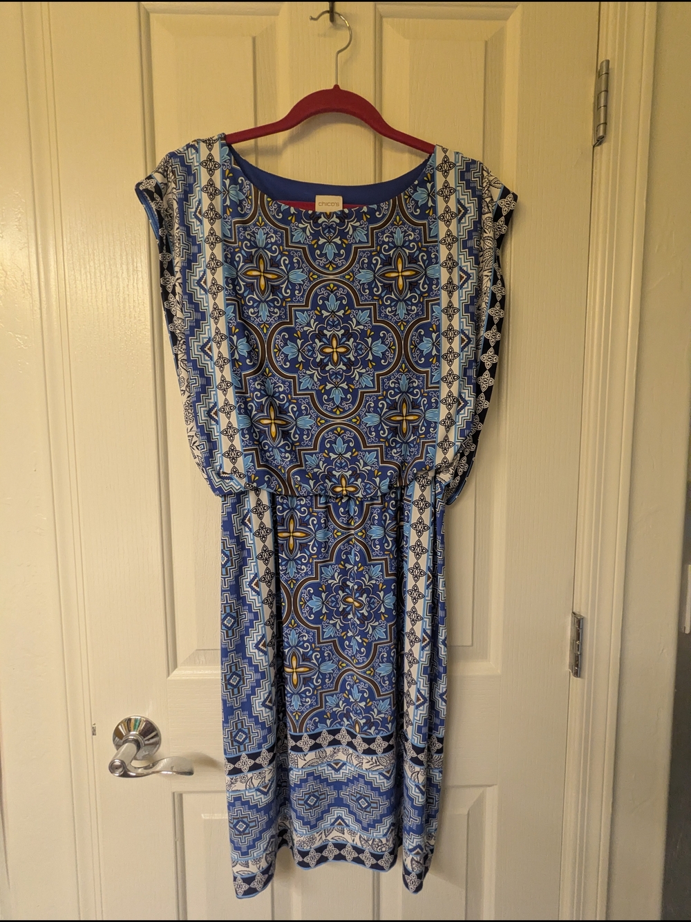Chico's Blue Ornate Medallion  Dress